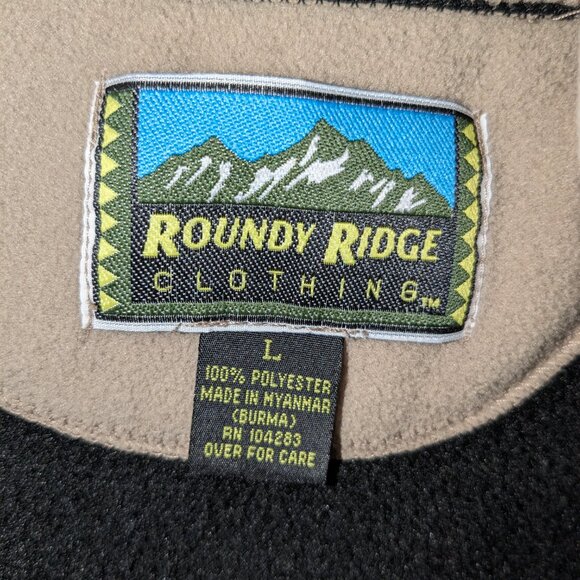 Roundy Ridge Clothing Men’s Large Fleece Zipper Vest Black With Tan Trim - Picture 4 of 7